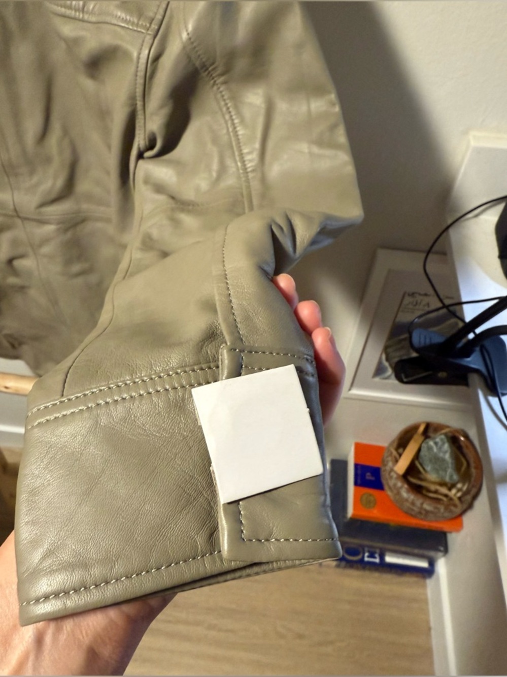 Quince Olive-Tone Leather Button-Up Jacket - Picture 6 of 6